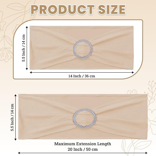 Pack of 250 Spandex Chair Sashes for Wedding Party & Event – Champagne Gold - Image 2
