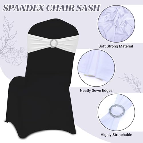 MDS Pack of 250 Spandex Chair Sashes for Wedding Party & Event – White - Image 3