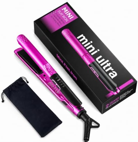 1/2 Inch Mini Flat Iron Adjustable Temps, Dual Voltage for Travel by DesaloHairTools