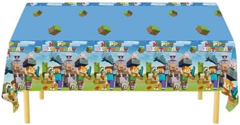 60Pcs For Pixel Birthday Party Decorations, Party Supplies Set Including Balloons, Backdrop, Banner, Tablecloth, Hanging Swirls, Cake Cupcake Toppers for Pixel Theme Party - Image 6