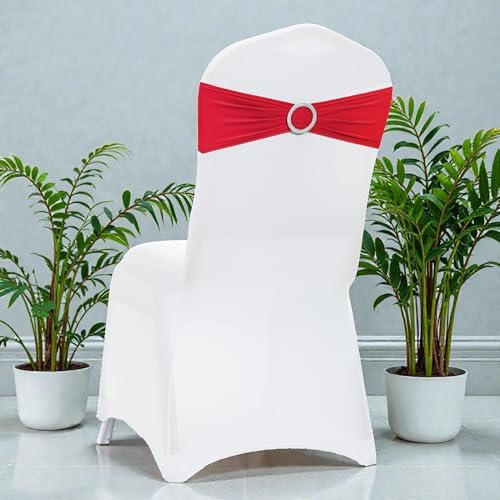MDS Pack of 125 Spandex Chair Sashes for Wedding Party & Event – Red - Image 5
