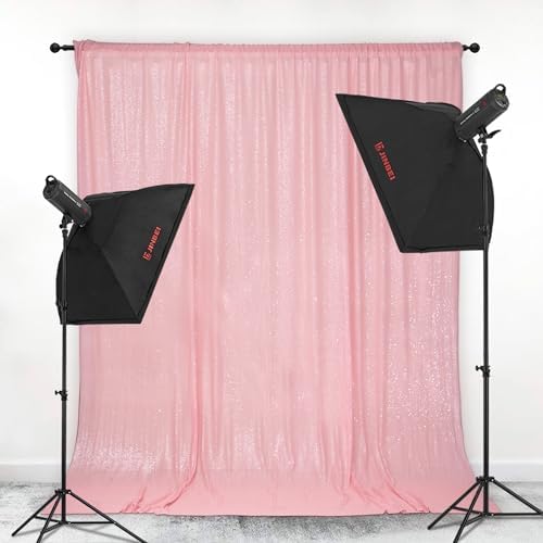 PartyDelight Pink Sequin Backdrop 6x8ft Sparkly Photo Curtain - Image 2