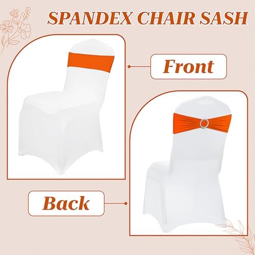 MDS Pack of 50 Spandex Chair Sashes for Wedding Party & Event – Orange - Image 4