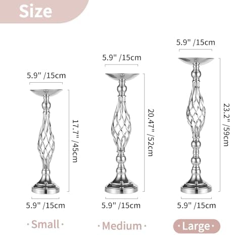 NUPTIO Silver Centerpiece Stand for Table, Twist Style, 22.8" Tall, 10 Pcs - Image 5