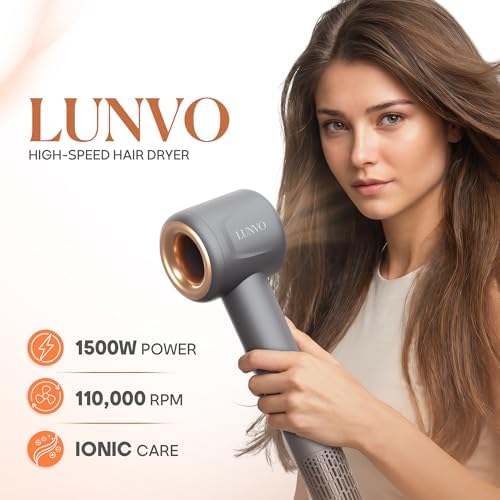 Hair Dryer with Diffuser, Professional Brushless Motor 110000RPM, Lightweight Hair Blow Dryer, Fast Drying, High Speed, Ionic Electric Blow Dryer, with Magnetic Nozzle Hair Dryer - Image 2