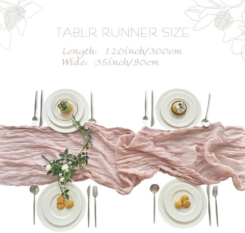 4 Pack Pink Cheesecloth Table Runner for Fall Birthday Party Home Decor - Image 4