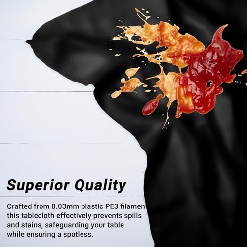 QZYL 12 PCS Table Cloth Rectangle, Black Picnic Table Cover with Bench Covers, 54 X 108 in Disposable Christmas Table Cloth Rectangle Table for Camping Birthdays Weddings Parties - Image 4