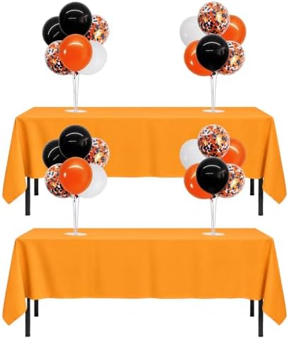 TONIFUL 4 Set Black Orange White Balloon Stand Centerpieces with Tablecloth by TONIFUL