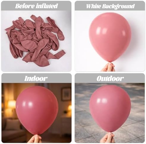 Voircoloria 66pcs Retro Pink Blush Pink Latex Party Balloons, 12inch - Image 3