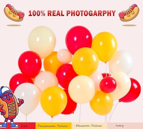 Cute Hot Dog Balloon Garland Arch Kit，151PCS Red and Yellow Balloons, Creative Theme for Baby Shower Gender Reveal Boy Girl Birthday Party Decorations - Image 3