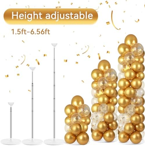ZOIIWA 2 Sets Balloon Column Stand Kit Balloon Tower with Bases（Gold） - Image 4