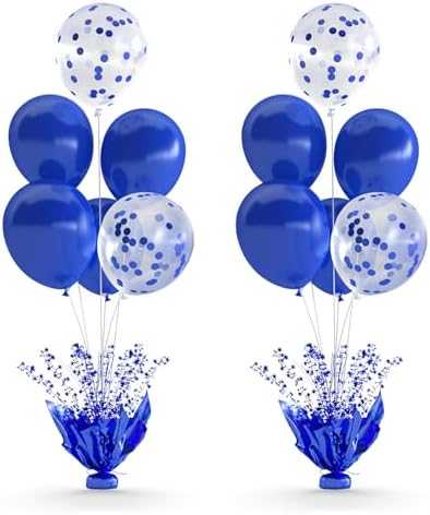 2 Set Royal Blue Table Balloons Foil Spray Centerpiece with Royal Blue and Confetti Balloons Stand Kit for Birthday Party Girls Baby Shower Wedding Bridal Shower Prom Graduation Table Decorations by Suppromo