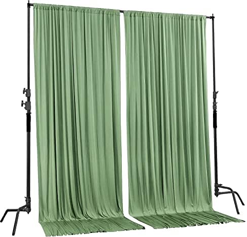 AK TRADING CO. 10 feet x 10 feet Sage IFR Polyester Backdrop Drapes Curtains Panels with Rod Pockets - Wedding Ceremony Party Home Window Decorations - Image 3