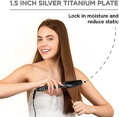 Croc Classic Silver Titanium Flat Iron Hair Straightener, 1.5 Inch - Image 4