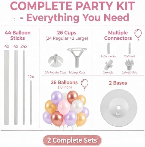 Pastel Pink Balloon Column Kit Set of 2 For Floor or Table - Image 2
