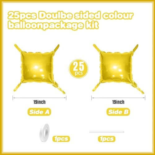 25PCS Gold Square Foil Balloons Wall Backdrop - Image 2