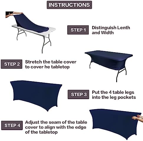 IVAPUPU 8FT Table Cloth for Rectangular Spandex Jean Blue Table Cover - Image 5