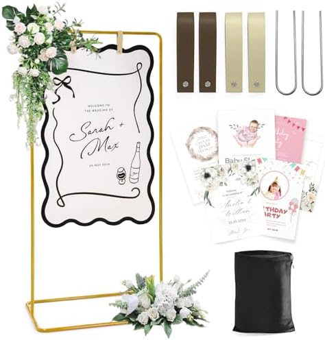 Wedding Welcome Sign Stand, Gold Sign Holder, Includes Design Bundle by Victawks