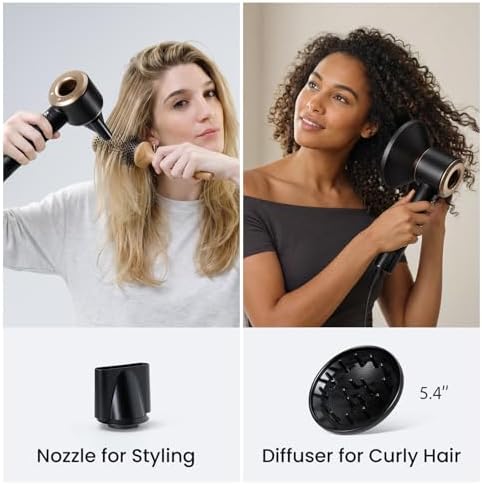 CIVEYA Dual Voltage Hair Dryer for European Travel & Home Use, 110,000RPM Fast Drying Ionic Blow Dryer with Diffuser, Lightweight/Quiet/Portable Hairdryer with 4 Temps, 3 Speeds & Cool Shot Black - Image 5
