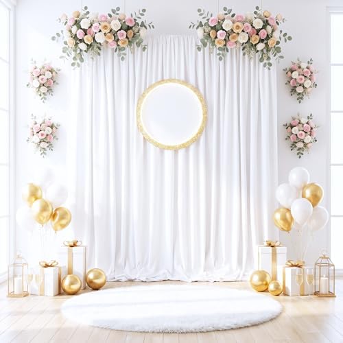 White Backdrop Curtains 10ftx10ft Wedding Polyester Photo Drapes - Image 6