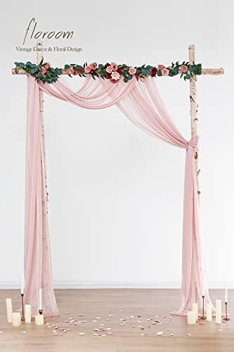 Floroom Wedding Arch Draping Fabric 2 Panels 20Ft Dusty Rose Chiffon Fabric Drapes Arbor Drapery Wedding Ceremony Reception Swag Decorations - Image 3