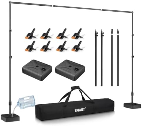 EMART 10x7ft Adjustable Backdrop Stand with Heavy Duty Water Tank Base by EMART