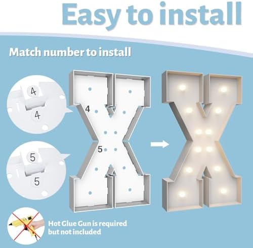 4FT Light Up Marquee Letter X - Large Foam Board Mosaic Kit - Image 4