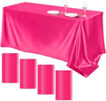 TURSTIN 4 Pack Hot Pink Satin Tablecloth 102 x 58 Inch Overlay Table Cover by TURSTIN