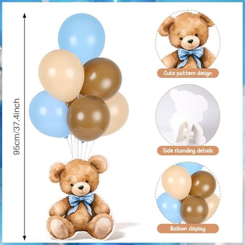 6 Sets Balloon Stand Kit for Table Blue Bear Baby Shower Tables Centerpieces with Balloon Boy Baby Shower Decor for Bear Theme Gender Reveal Birthday Party Table Decorations Supplies - Image 4