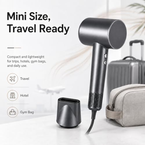 High Speed Hair Dryer Professional Ionic Blow Dryer 150000RPM Brushless Motor 1600W Fast Drying Negative Ionic Hair Dryer Lightweight Blow Dryer Quiet with Magnetic Nozzle for Women Grey - Image 3