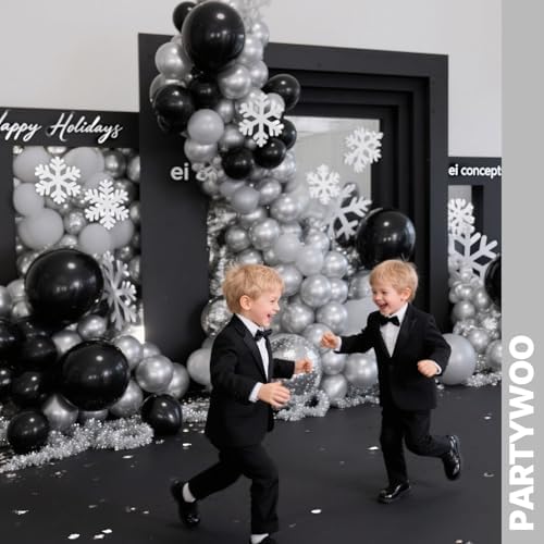 PartyWoo Black and Silver Balloons 66pcs 12 Inch Black Silver Balloons - Image 7