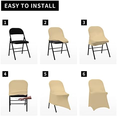 HAINARverS Folding Chair Covers for Wedding, 10pcs Champagne - Image 5