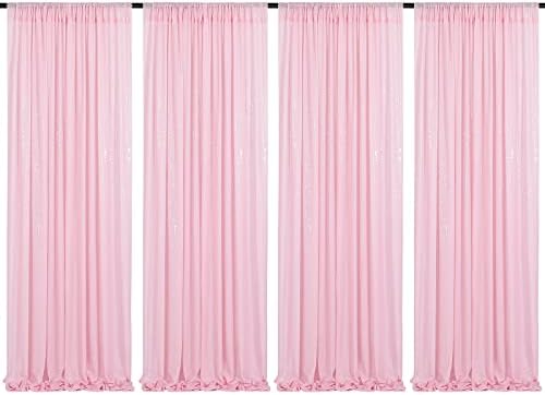 Pink Sequin Backdrop Curtains-4 Panels 2FTx8FT Pink Backdrop for Valentines Day, Glitter Party Decorations Background Drapes for Wedding Birthday Anniversary Graduation Photo Booth Decor by SoarDream