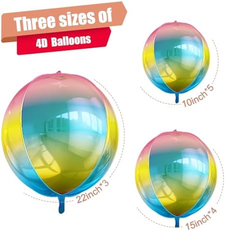 12PCS Gradient Rainbow Round Foil Balloons 22" 15" 10" Large Chrome Balloon - Image 2