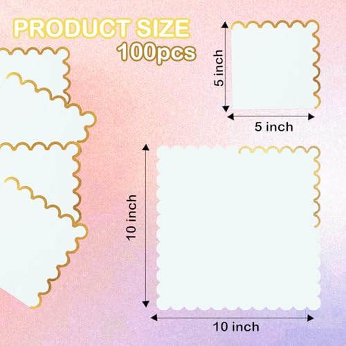 100 pack White Cocktail Napkins with Gold Foil Accents Scalloped Edges 5 x 5 inch Beverage Disposable Napkin Party Decoration Wedding Bridal and Baby Shower Dinner Lunch Supplies - Image 2