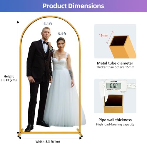 Hemmotop 6.6ft Arch Backdrop Stand Gold - Image 3