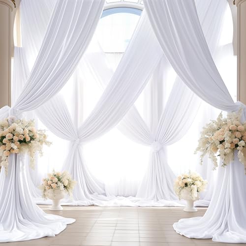 24x10FT White Backdrop Curtains for Wedding Parties, Wrinkle Free Polyester Photography Backdrop Drapes for Wedding Baby Shower Birthday Parties Stage Background Stand Decorations 4x10ft,6 Panels - Image 6