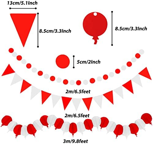 ZERODECO Party Decorations, 41 Pcs Red Papar Fans Pompoms Garlands String Tissue Paper Tassel for Graduation Congrats Grad New Years Spring Festival Wedding Birthday Party - Image 6