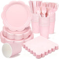 400 Pcs Pink Paper Plates and Napkins Party Supplies Serve for 50 Guests by Unknown