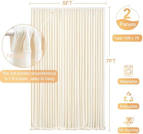 Champagne Backdrop Curtain for Parties Wedding Baby Shower Wrinkle Free Photo Curtains Backdrop Drapes Fabric Decoration for Bridal Shower 5ft x 7ft,2 Panels - Image 5