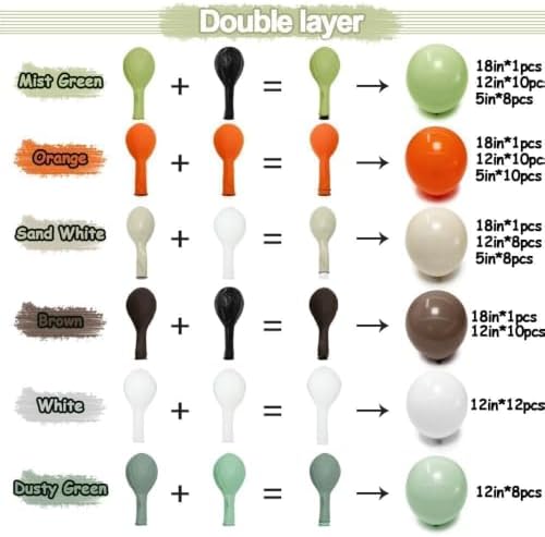Sage Green Orange Brown Balloon Arch Double Stuffed Fall Balloon Garland - Image 3