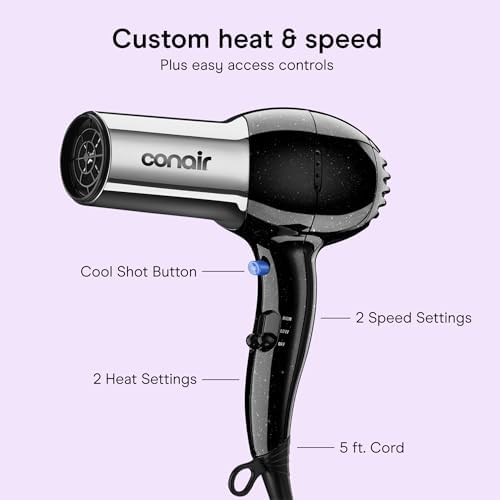Conair Ionic Hair Dryer with Concentrator Attachment, 1875W, Full Size - Image 4