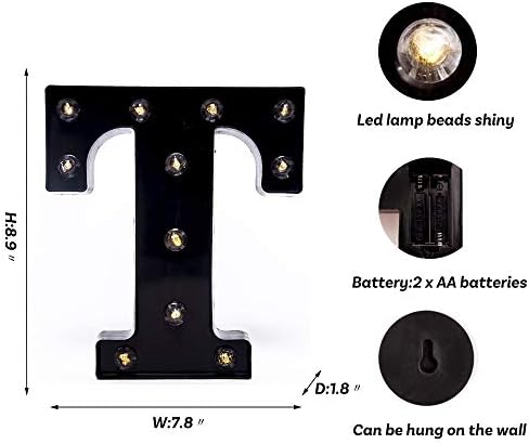 Foaky Black LED Marquee Number Lights Sign Light Up Marquee Number Lights Sign for Night Light Wedding Birthday Party Battery Powered Christmas Lamp Home Bar Decoration - Image 3