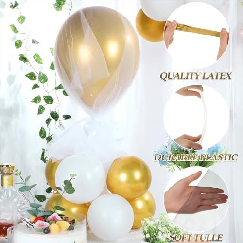 BBTO 8 Set Gold and White Table Centerpieces Balloons Stand Kit, 27.6in - Image 4