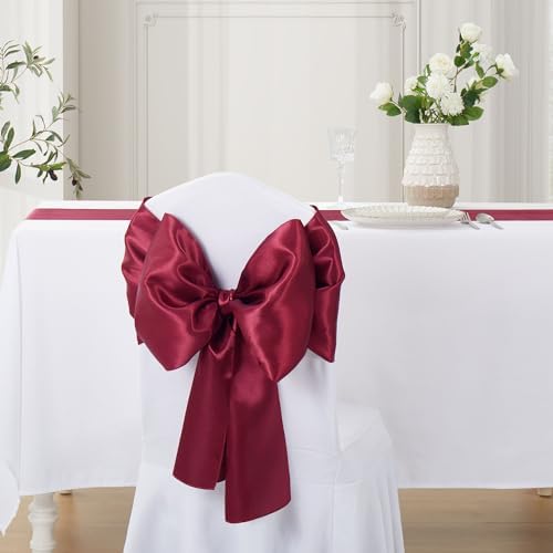 Burgundy Satin Table Runner, 12x108 Inches, 4 Pack - Image 3