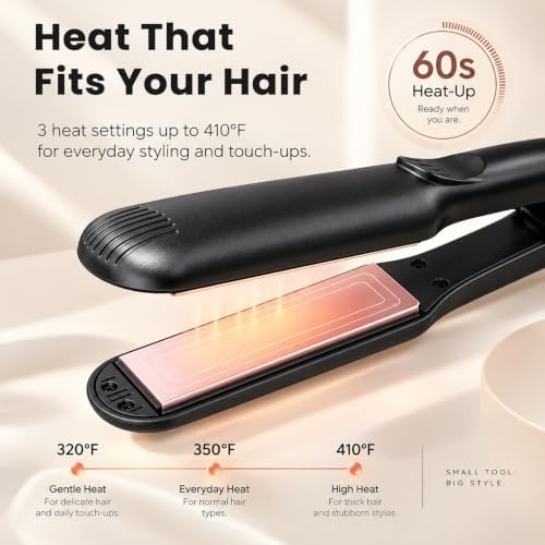 Mini Flat Iron for Short Hair with 15S Fast Heat Wide Ceramic Plate - Image 6