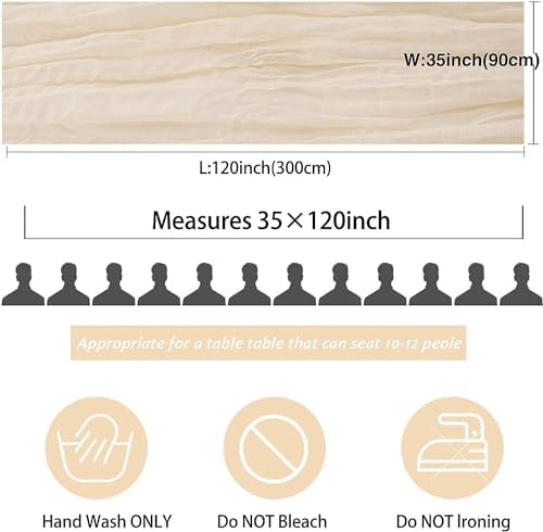 24 Pack Cheesecloth Table Runner, 35x120 Inch Boho Gauze Beige Table Runner 10ft Rustic Sheer Cheese Cloth Table Decor for Wedding Baby Bridal Shower Birthday Party Table Decoration - Image 3