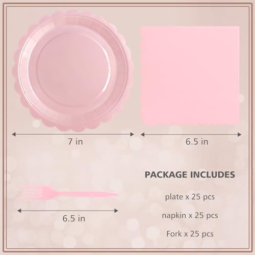 Pink Paper Plates and Napkins Party Supplies - Image 2
