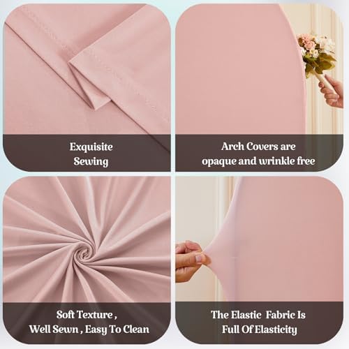 7.2FT 6FT Arch Backdrop Cover for Wedding, Set of 2 Stretchy Spandex Fitted Arch Stand Cover for Baby Shower, Birthday Party Decor, Chiara Backdrop Cover with Double-Sided Design(Dusty Pink) - Image 6