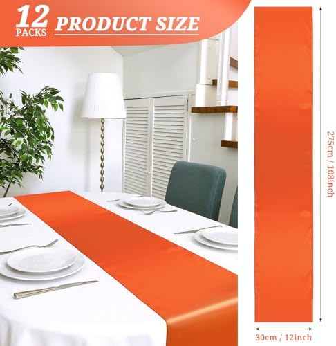 12 Pack Orange Satin Table Runner 12 x 108 Inch Long Premium Table Runners for Wedding Party Events Decoration, Birthday Parties, Banquets Decorations, Graduations, Engagements - Image 2